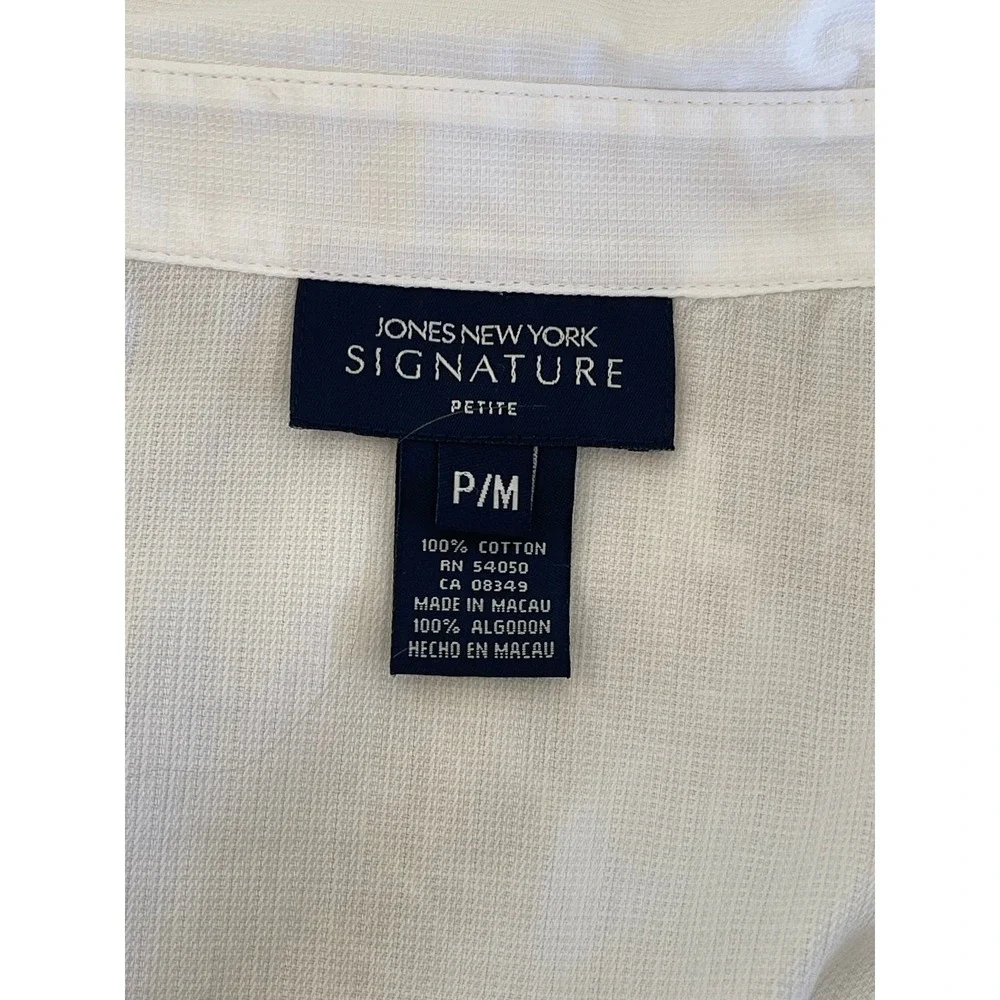 Jones New York Signature White Cotton Eyelet Lace Sleeveless Blouse Petite M - Picture 4 of 4